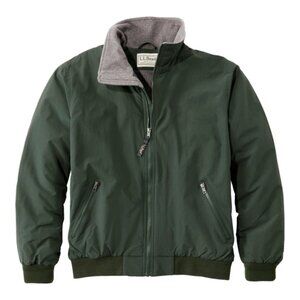 Vintage L.L. Bean Dark Green Mens Warm-Up Jacket, Fleece Lined Large Regular